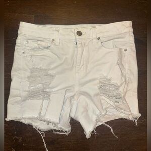 White Distressed American Eagle Denim Shorts